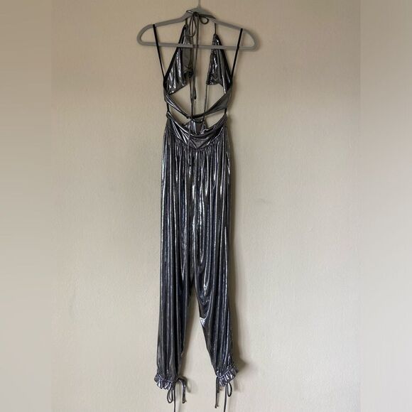 NWT L’Academie Blair Jumpsuit Silver Size S - Picture 6 of 11